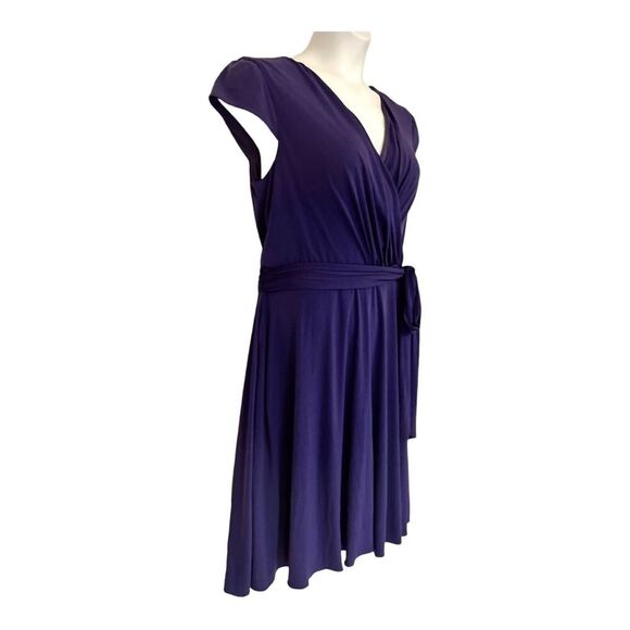 LOTUS Pockets Stretchy Self Sash Purple Office Casual Party Dress size 18W - Picture 3 of 16